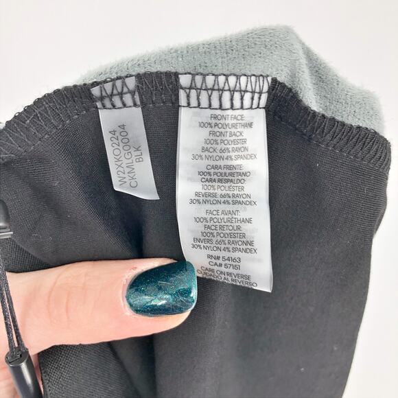 Calvin Klein Womens Faux-Leather Front Leggings 3X Black High Rise Pull On NWT - Picture 11 of 12